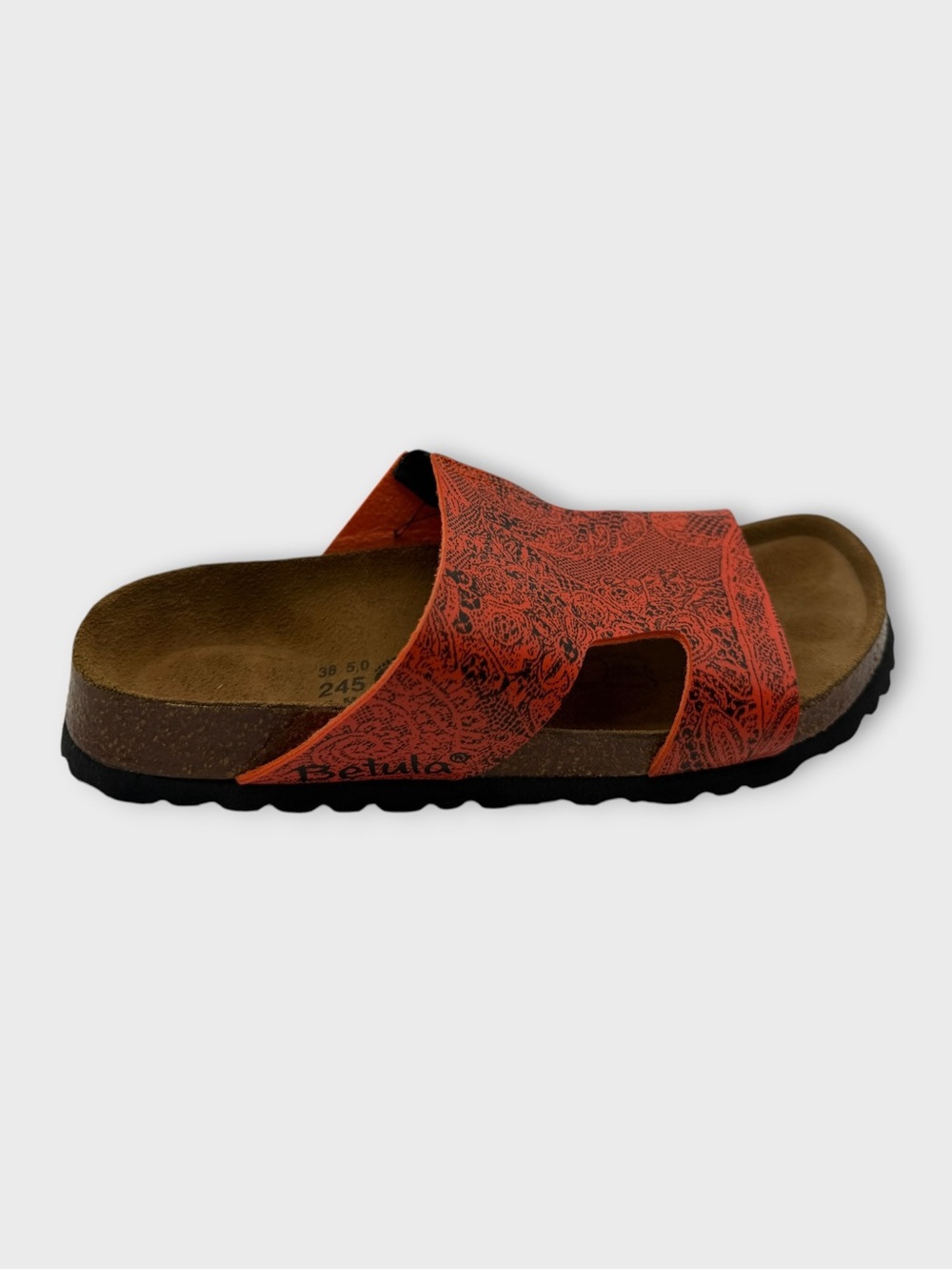 Betula By Birkenstock Coral Patterned Single-strap Slide Good Condition Size 7